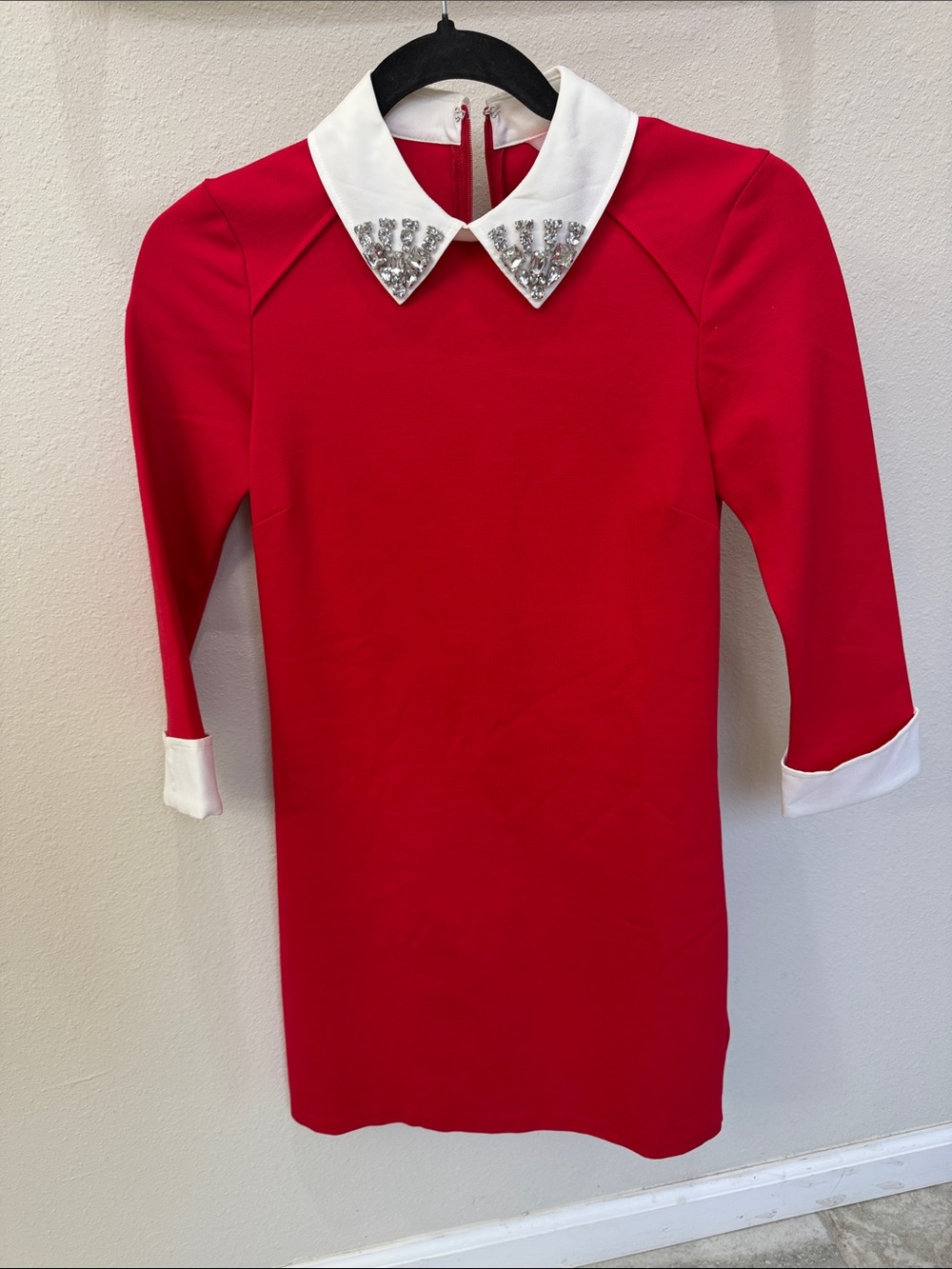 NWT Ted Baker Red Dress with Embellished Cream Collar